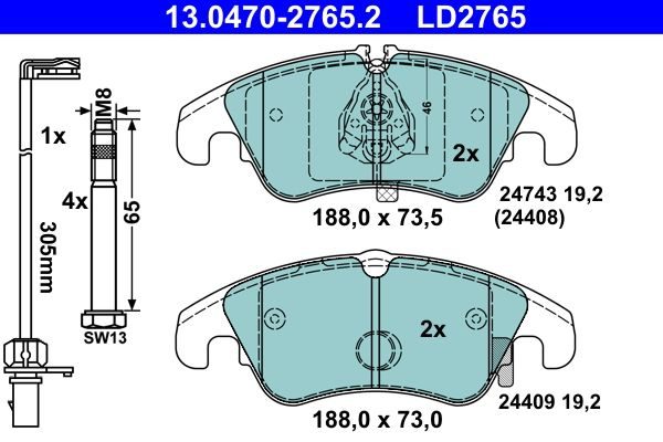 Гальмівні колодки дискові ATE 13047027652 - zapix