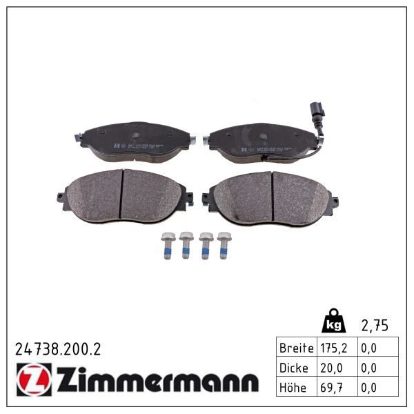 Гальмівні колодки дискові ZIMMERMANN 247382002 - zapix