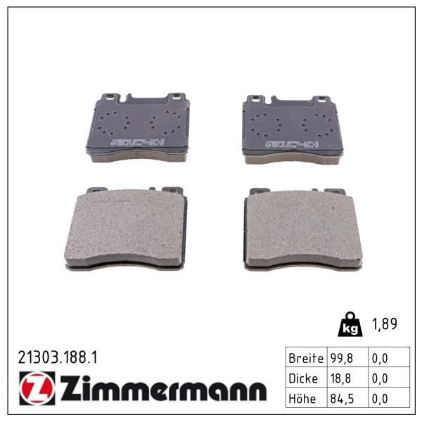 Гальмівні колодки дискові ZIMMERMANN 213031881 - zapix