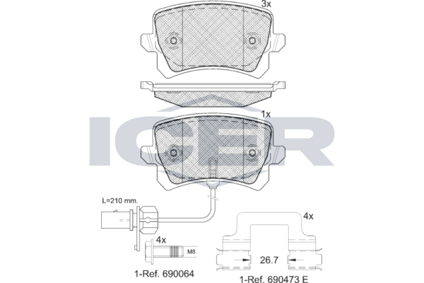 Гальмівні колодки дискові ICER 181857203 - zapix
