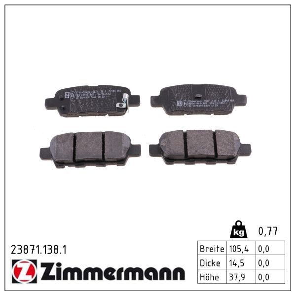 Гальмівні колодки дискові ZIMMERMANN 238711381 - zapix