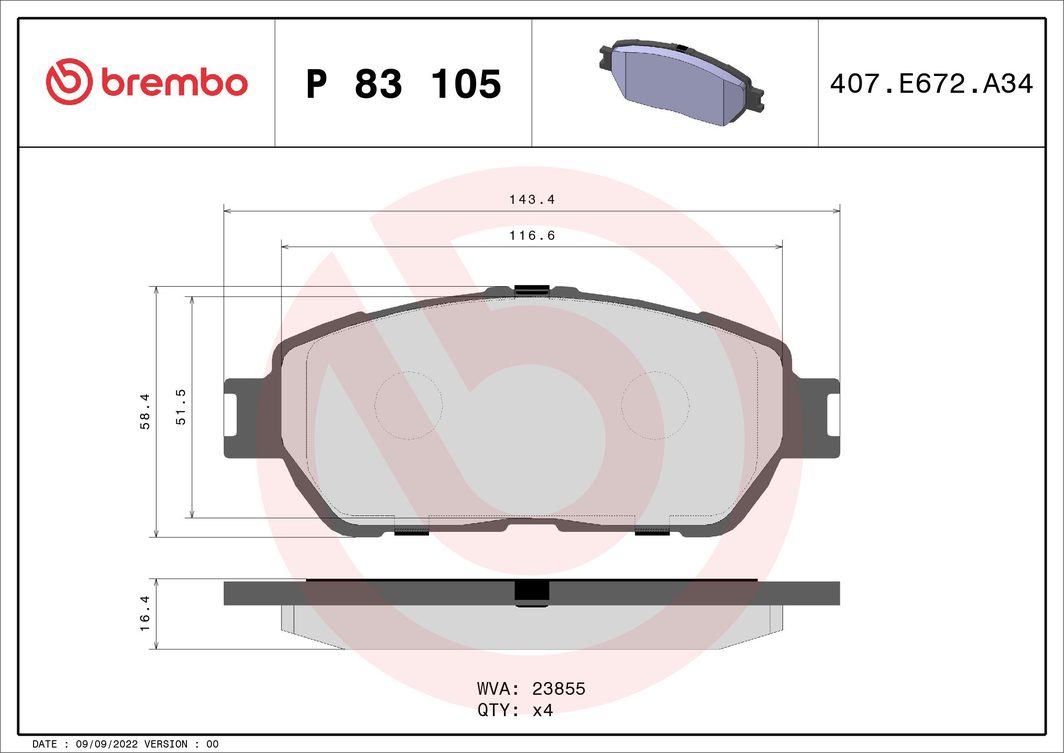 Гальмівні колодки дискові BREMBO P83105