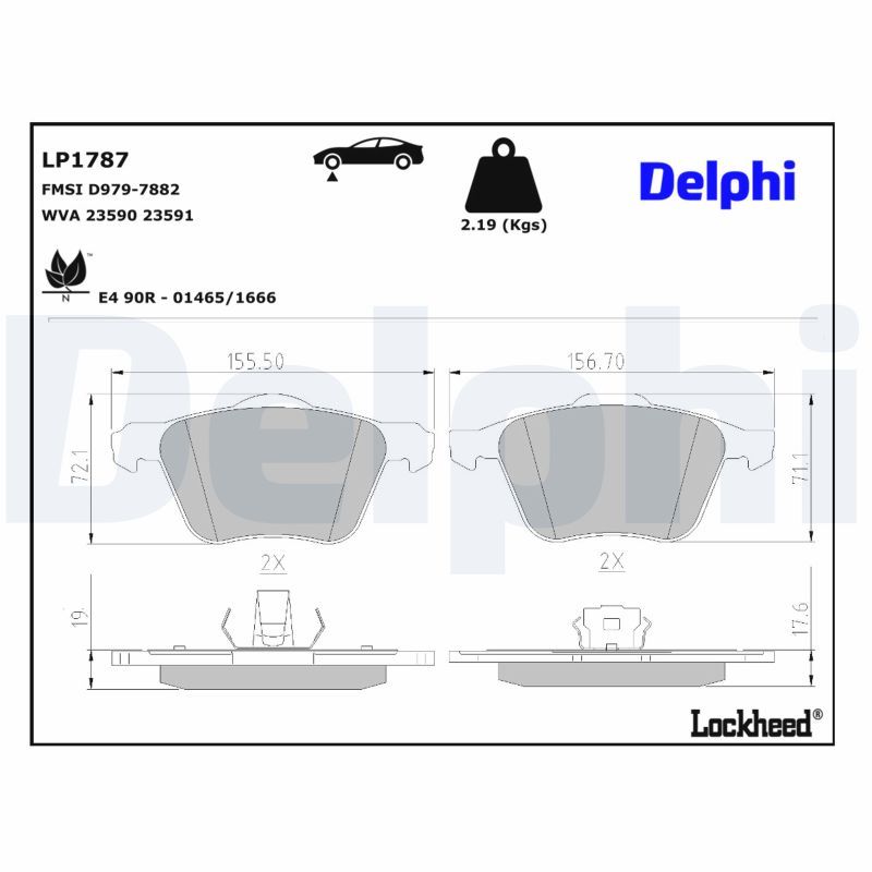Тормозные колодки дисковые DELPHI LP1787