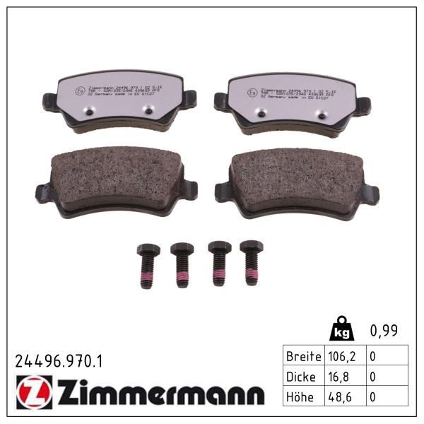 Гальмівні колодки дискові ZIMMERMANN 244969701 - zapix