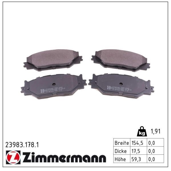 Гальмівні колодки дискові ZIMMERMANN 239831781 - zapix