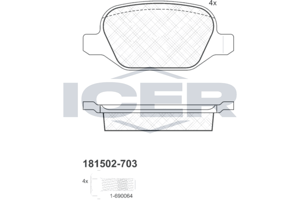 Гальмівні колодки дискові ICER 181502703 - zapix