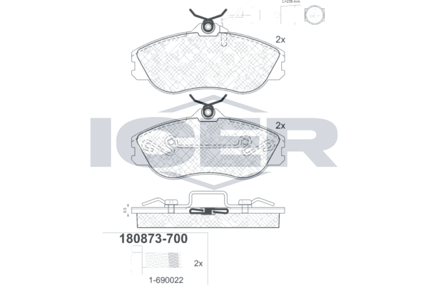 Гальмівні колодки дискові ICER 180873700 - zapix