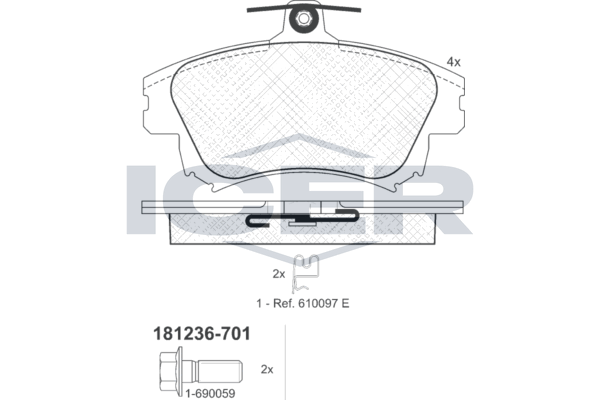 Гальмівні колодки дискові ICER 181236701 - zapix