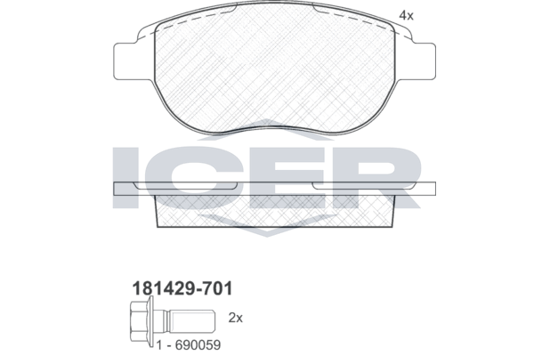 Гальмівні колодки дискові ICER 181429701 - zapix
