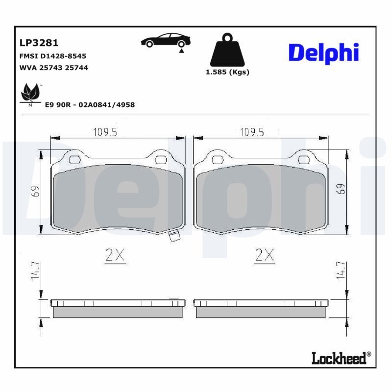Гальмівні колодки дискові DELPHI LP3281