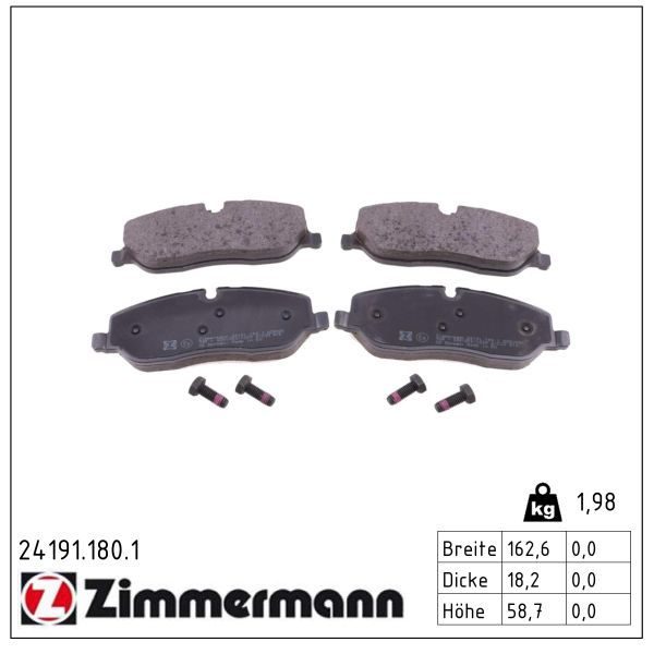 Гальмівні колодки дискові ZIMMERMANN 241911801 - zapix