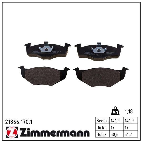 Гальмівні колодки дискові ZIMMERMANN 218661701 - zapix