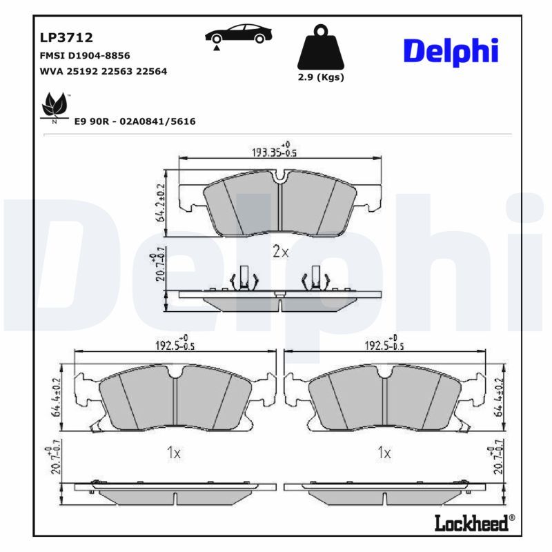 Гальмівні колодки дискові DELPHI LP3712