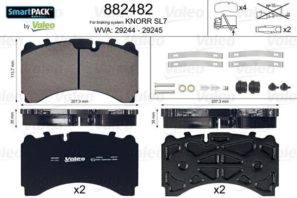 Гальмівні колодки дискові VALEO 882482 - zapix