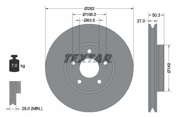 Гальмівний диск TEXTAR 92303405 - zapix