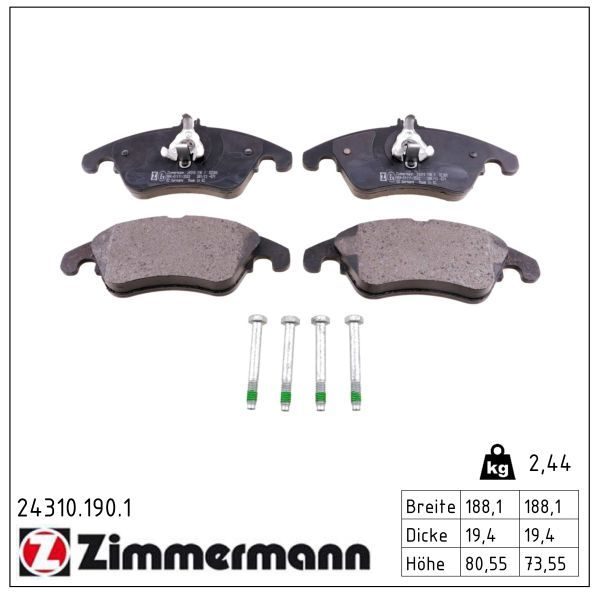 Гальмівні колодки дискові ZIMMERMANN 243101901 - zapix