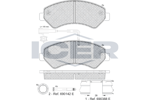 Гальмівні колодки дискові ICER 141836201 - zapix