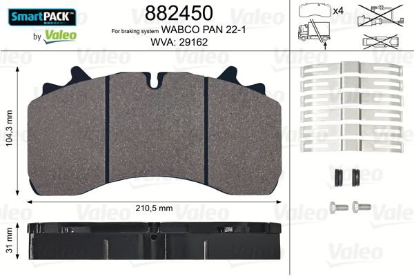 Гальмівні колодки дискові VALEO 882450 - zapix
