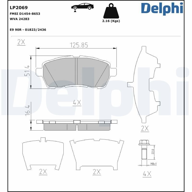 Гальмівні колодки дискові DELPHI LP2069