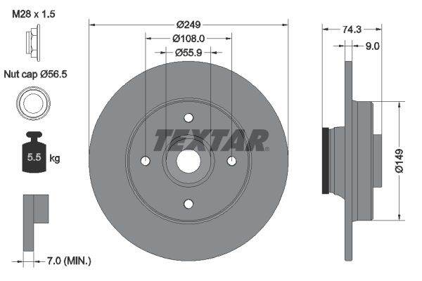 Гальмівний диск TEXTAR 92194103