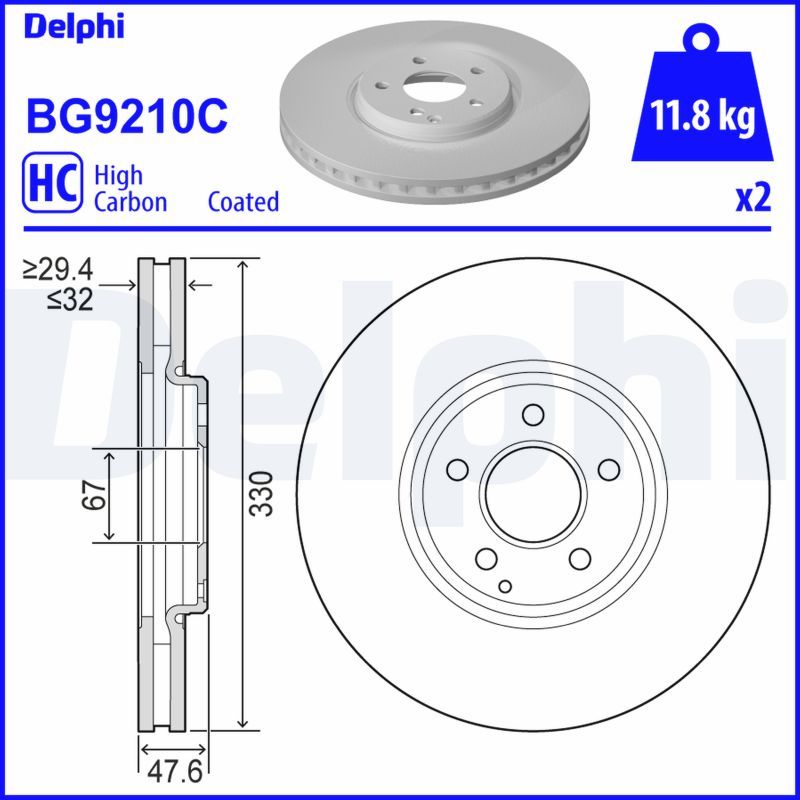 Гальмівний диск DELPHI BG9210C - zapix