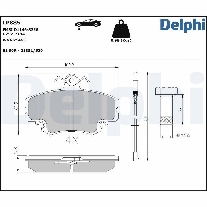 Гальмівні колодки дискові DELPHI LP885