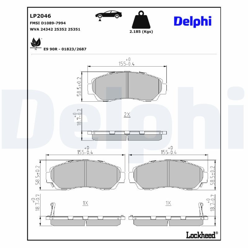 Гальмівні колодки дискові DELPHI LP2046