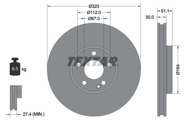 Гальмівний диск TEXTAR 92258003 - zapix