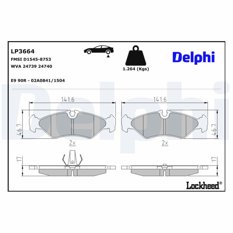 Гальмівні колодки дискові DELPHI LP3664