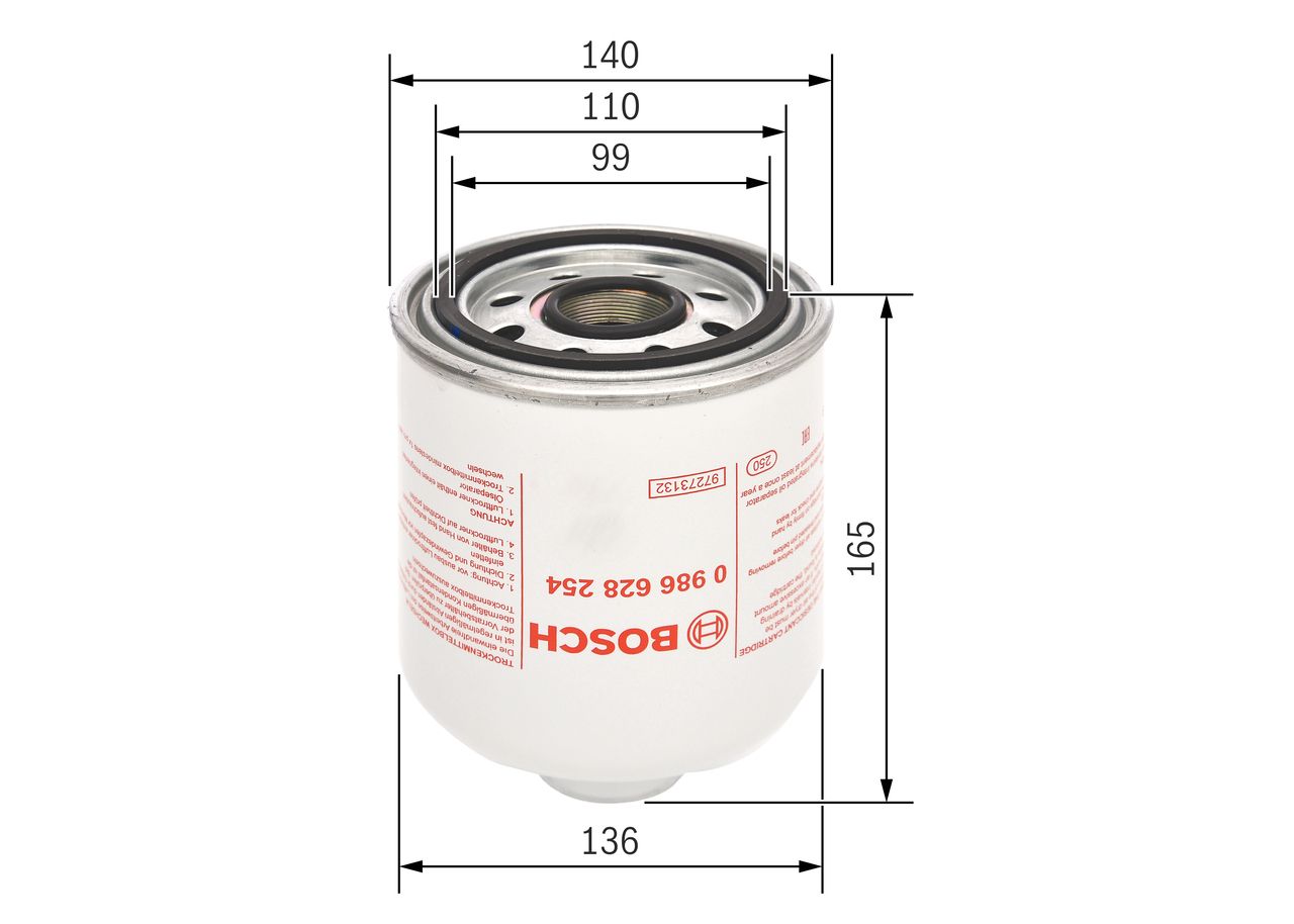 Фільтр осушувача повітря BOSCH 0986628254 - zapix
