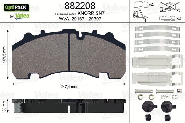Гальмівні колодки дискові VALEO 882208 - zapix