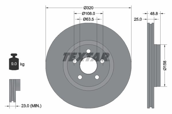 Гальмівний диск TEXTAR 92326103 - zapix