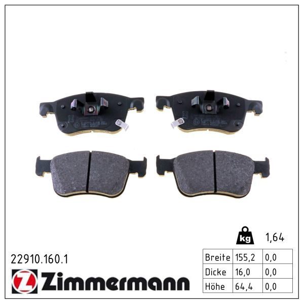Гальмівні колодки дискові ZIMMERMANN 229101601 - zapix