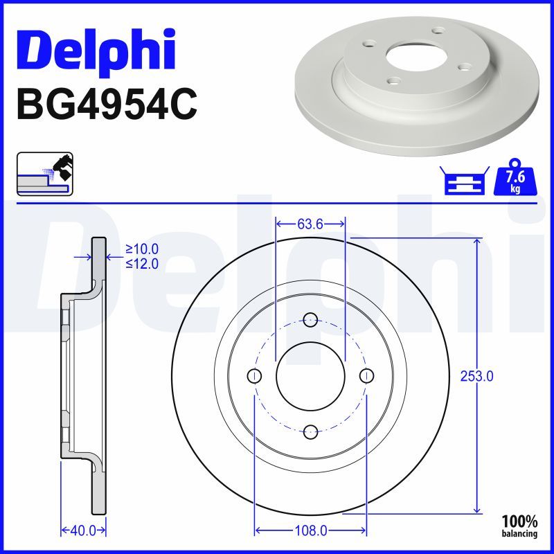 Гальмівний диск DELPHI BG4954C - zapix