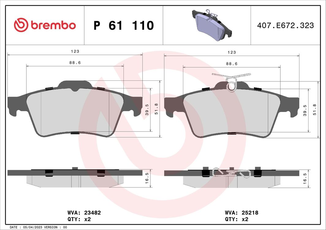 Гальмівні колодки дискові BREMBO P61110 - zapix