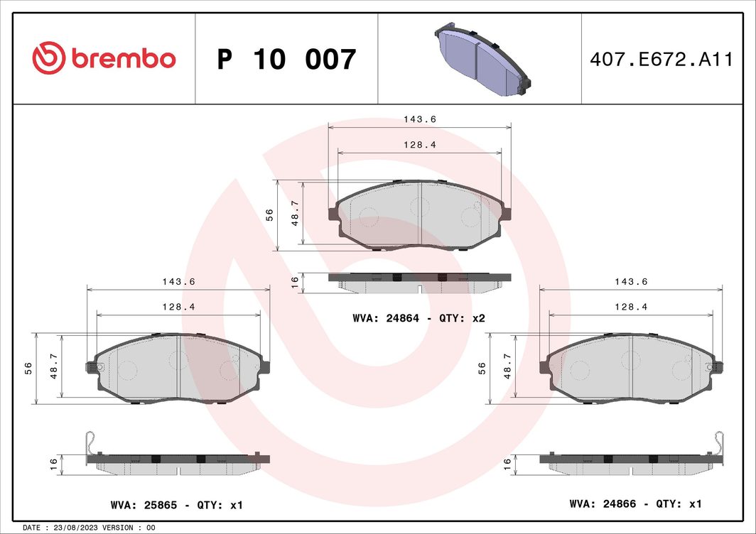 Гальмівні колодки дискові BREMBO P10007 - zapix