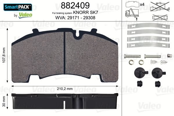 Гальмівні колодки дискові VALEO 882409 - zapix