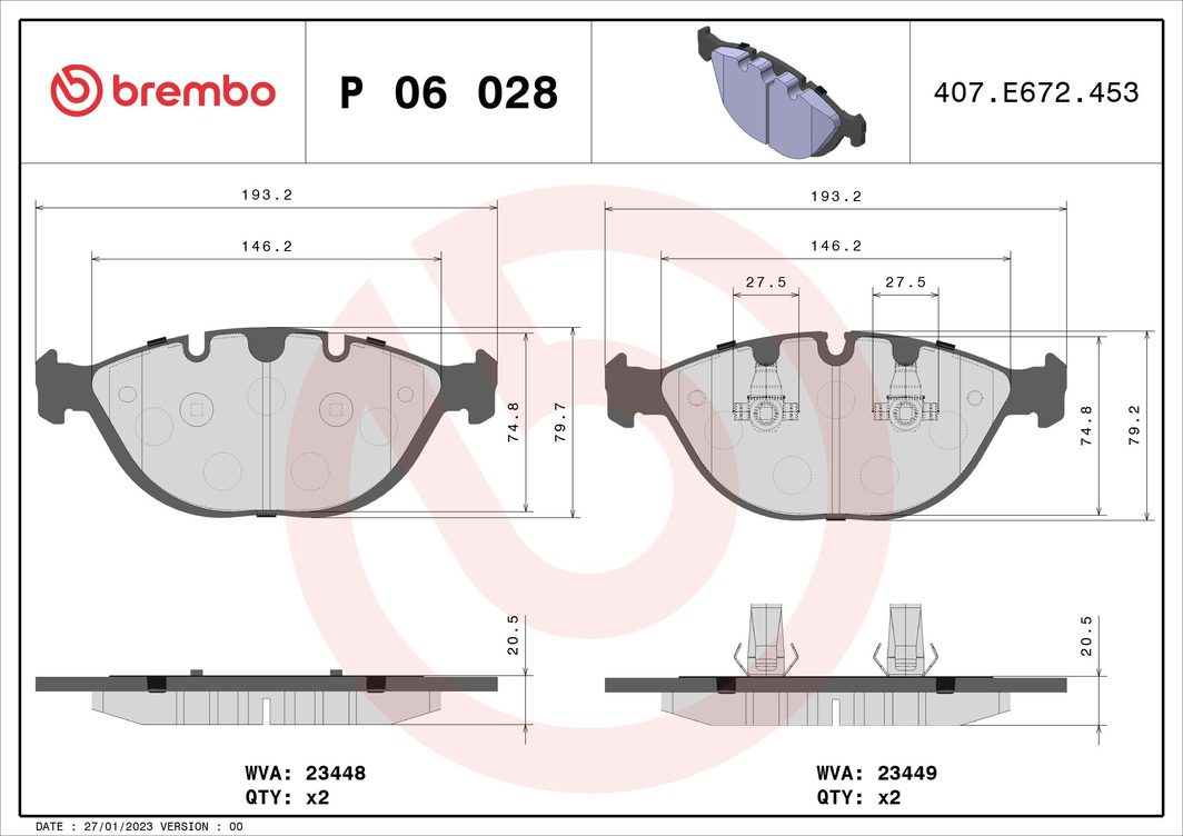 Гальмівні колодки дискові BREMBO P06028 - zapix