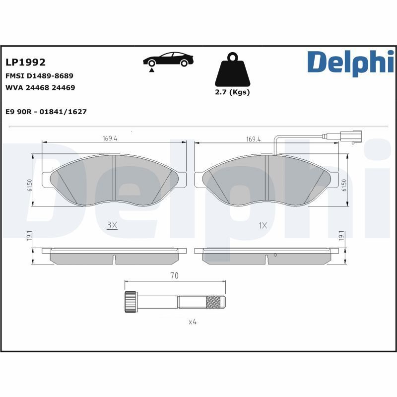 Тормозные колодки дисковые DELPHI LP1992