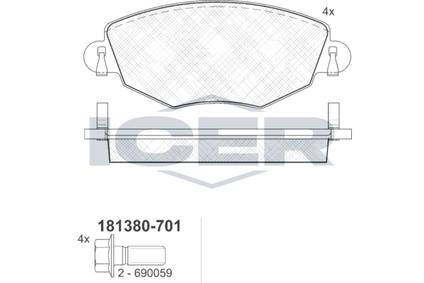 Гальмівні колодки дискові ICER 181380701 - zapix