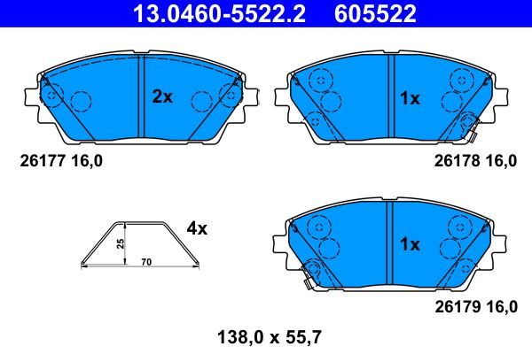 Гальмівні колодки дискові ATE 13046055222 - zapix