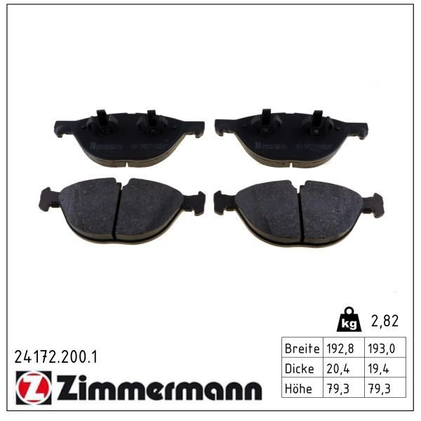 Гальмівні колодки дискові ZIMMERMANN 241722001 - zapix