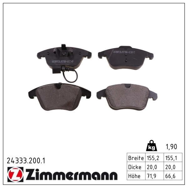 Гальмівні колодки дискові ZIMMERMANN 243332001 - zapix