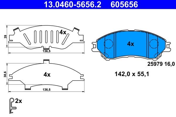 Гальмівні колодки дискові ATE 13046056562 - zapix