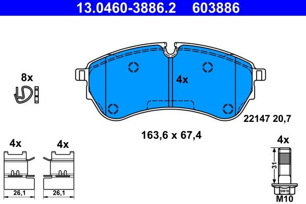 Гальмівні колодки дискові ATE 13046038862 - zapix