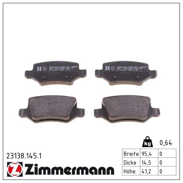 Гальмівні колодки дискові ZIMMERMANN 231381451 - zapix