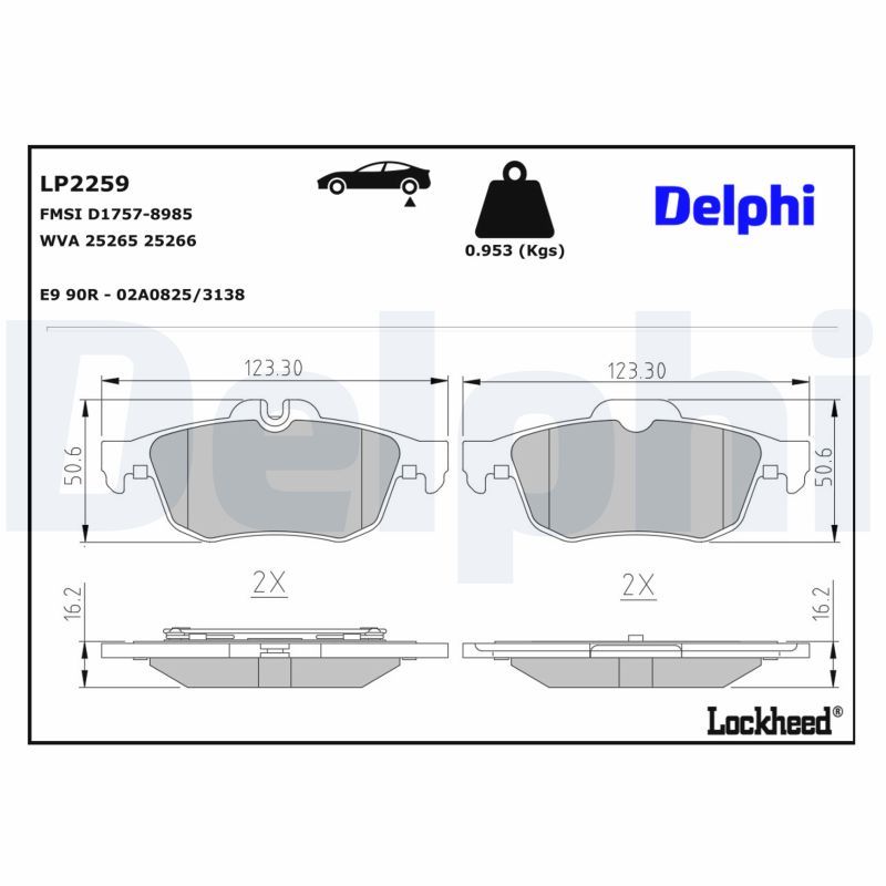 Гальмівні колодки дискові DELPHI LP2259