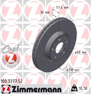 Гальмівний диск ZIMMERMANN 100337752 - zapix