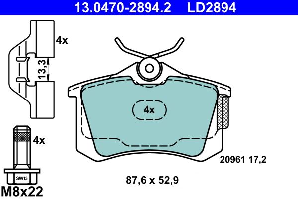 Гальмівні колодки дискові ATE 13047028942 - zapix