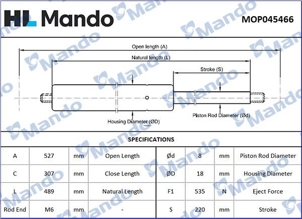 Газовий упор багажника MANDO MOP045466 - zapix